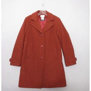 LL Bean Italian Bellandi Wool Coat Women 8 Polo Coat Rust Color Quiet Luxury VTG